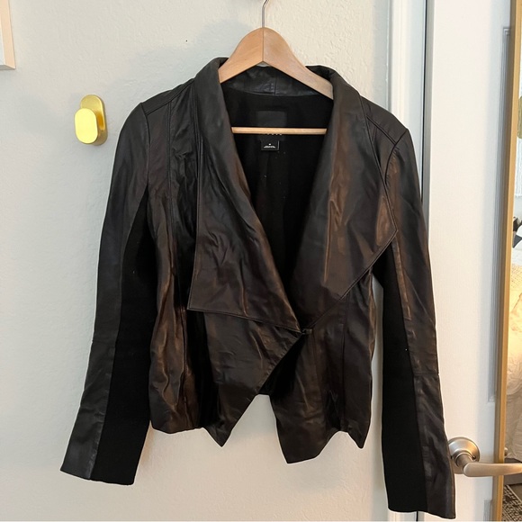 Trouvé Black Drape Leather Jacket - Picture 2 of 3